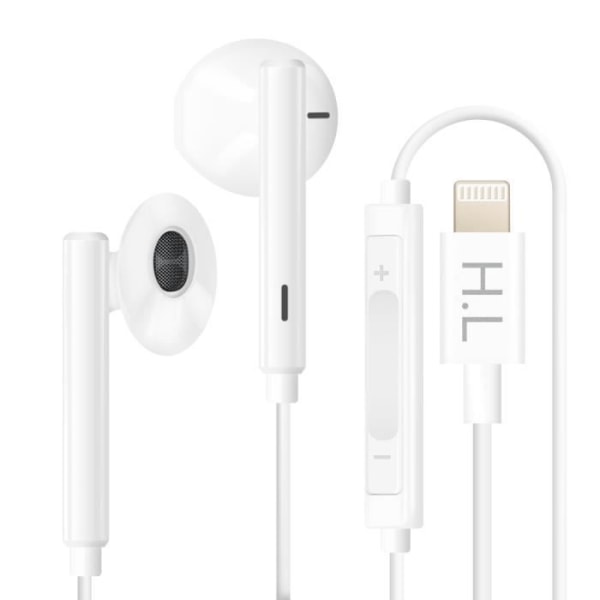 Lightning-hörlurar för iPhone Mikrofonkontrollknappar Vit Vit