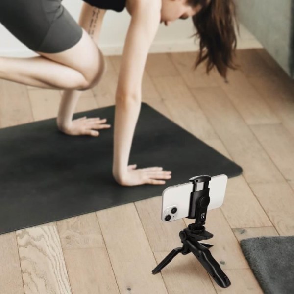 Mini stativ til Smartphone 2i1 Ultra Stabil Roterende Selfie Monopod LinQ Sort