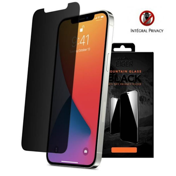 Skärmskydd för iPhone 15/15 Pro Privacy i premium härdat glas 2.5D Eiger Transparent Black Transparent