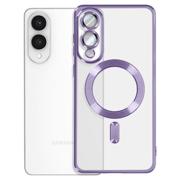 Coque MagSafe för Samsung Galaxy S25 Edge Silikon Kontur Krom Lila Lila