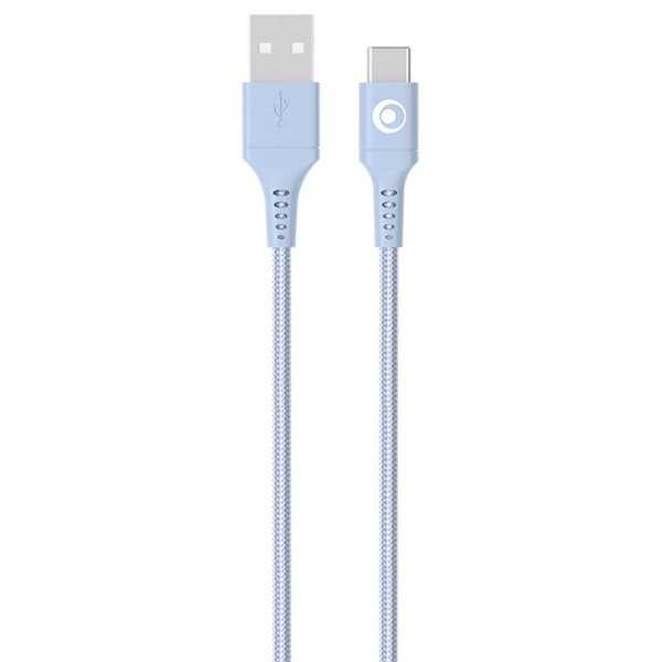 USB-A - USB-C - BigBen - 1.2m - FastCharge 15W - 3A - Sininen Nylonikudos