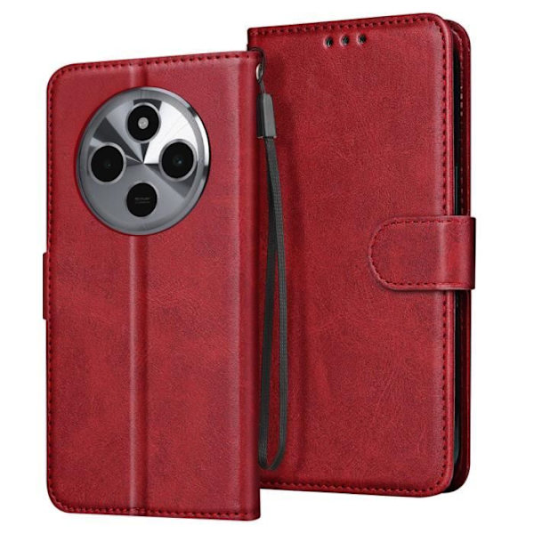 Kotelo Xiaomi Redmi 14C Flip Walletille ja Stable Video Holder Burgundylle Röd