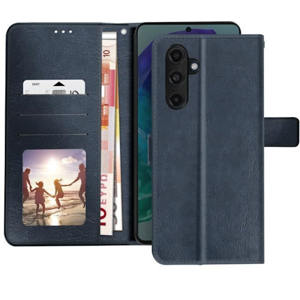 Fodral för Samsung M55 Vintage Design Flip Wallet Video Support Midnight Blue Blå