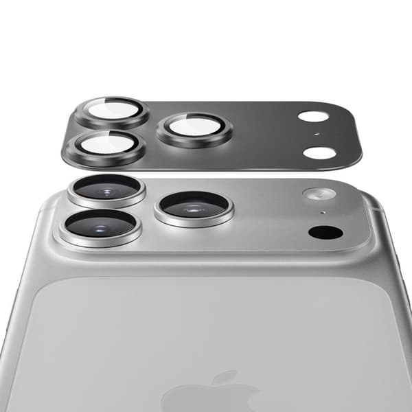 Skyddskamera för iPhone 18 Pro Max i Härdat Glas med Mörkgrå Titanram