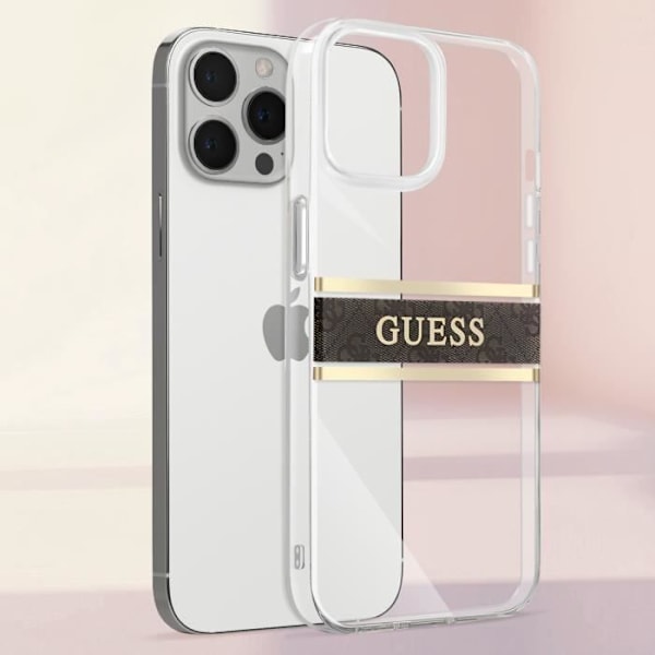 iPhone 13 Pro Stripe Charm kuori Guess ruskea avaimenperällä kastanj