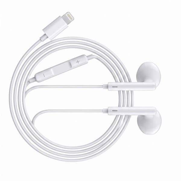 Høretelefoner til iPhone 12 Kablede Lightning med indbygget mikrofon Hvid Vit