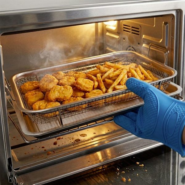 Friturekurv i Rustfrit Stål med Drænbakke Cheffinger Sølv Grå