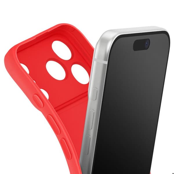 Siliconfodral för iPhone 17 Pro Max med förstärkt kamerablock i röd Röd