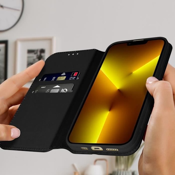 Tegnebogscover - AVIZAR - iPhone 13 Pro - Sort - Stift - Magnetisk Svart