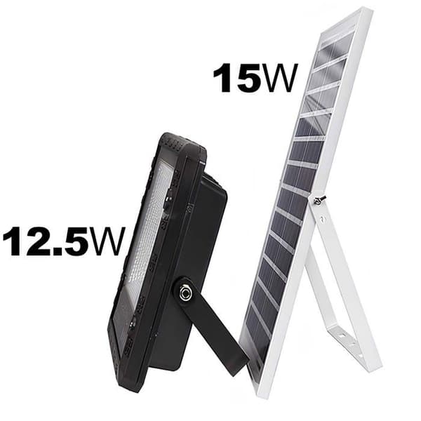 LED-projektor - AVIZAR - 12,5W 9000K - Solpanel 15W - Batteri 15Ah - Svart Svart