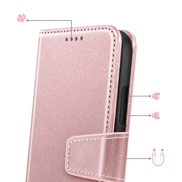 Plånboksfodral för Xiaomi 17 med Fällbar Stödfunktion Roséguld Ros