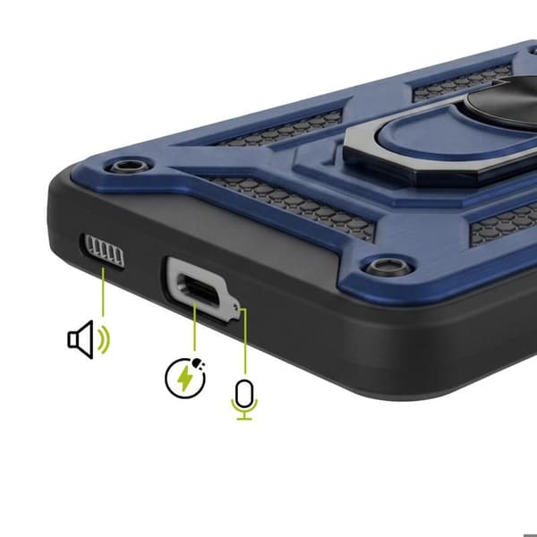 Cover til Galaxy S21 med skydelåg til kamera og magnetisk ring Mayaxess Mørkeblå Blå