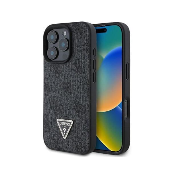 Coque pour Apple iPhone 16 Pro Max Edition 4G Strass Triangle Métallisé Guess Noir