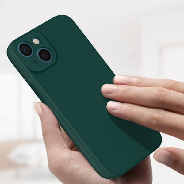 iPhone 13-fodral - AVIZAR - Semi-rigid - Mjuk silikon - Soft Touch-finish - Matt grön Grön