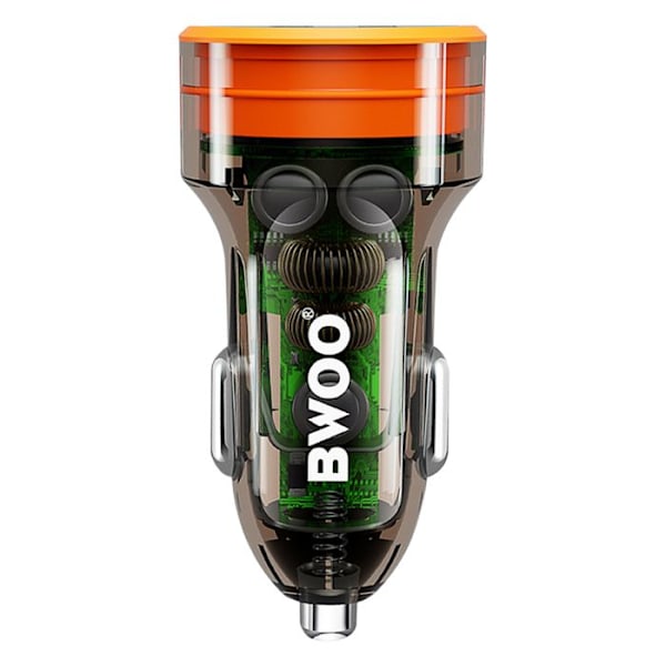 Laddare Bil 38W Dubbel Port USB-C och USB Snabbladdning Kompakt Bwoo Transparent