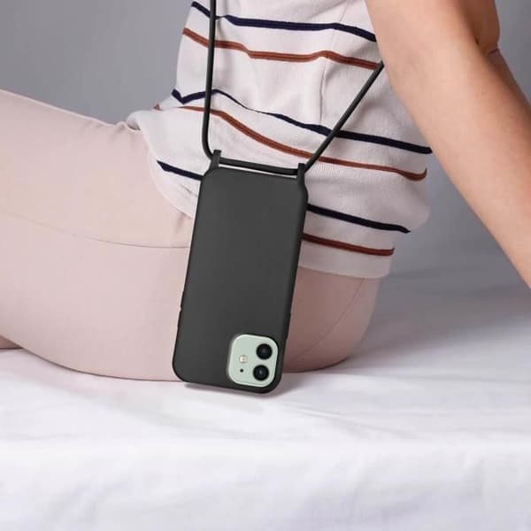 Coque - AVIZAR - iPhone 12 og 12 Pro - Halsrem - Sort - Optimal Beskyttelse svart