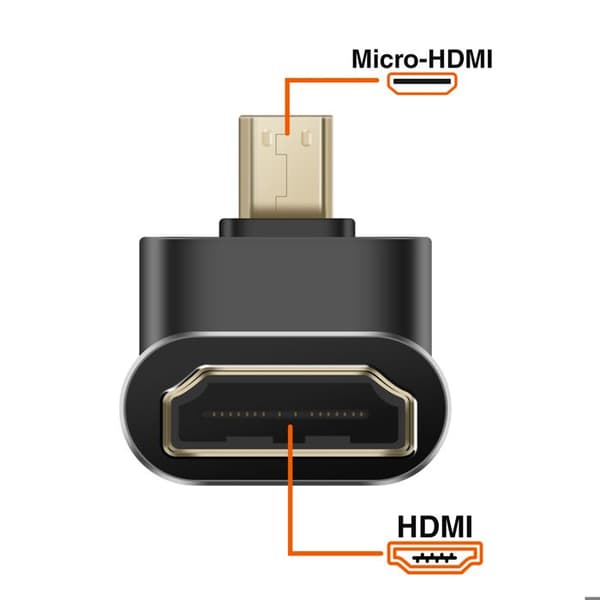 HDMI hun adapter til Micro HDMI han 8K UHD 90° vinklet LinQ Grå