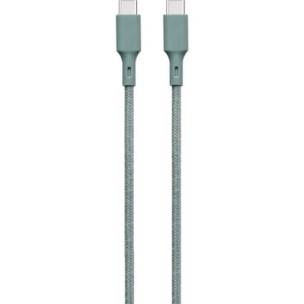USB C/USB C bomull Återvinningsbar kabel 2m 3A Nattgrön Just Green