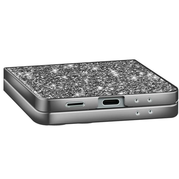 Glitrende Ultra-Chic Sort Cover til Samsung Galaxy Z Flip 7 Svart