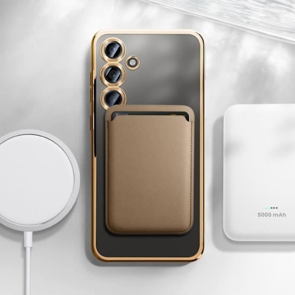 Coque MagSafe för Samsung Galaxy S24 FE Silikon Med Chrome Kontur Guld Gul