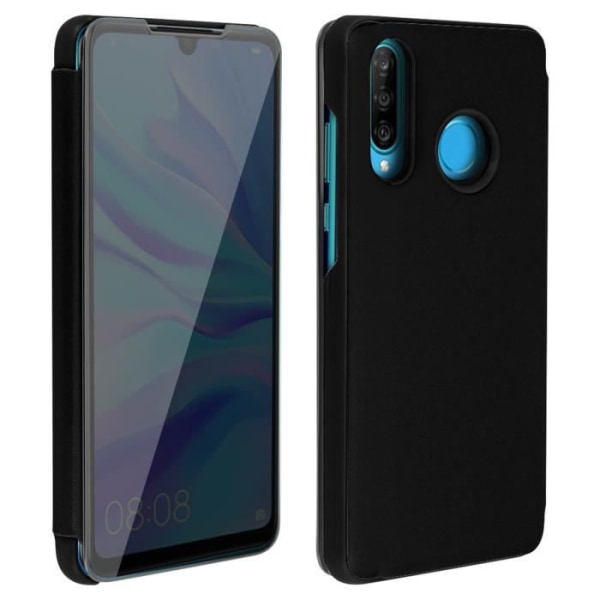 Housse - AVIZAR - Huawei P30 Lite - Etui Miroir - Translucent Klap - Mobilbeskyttelse Svart