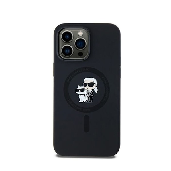 Karl Lagerfeld Silicone Karl & Choupette MagSafe - kotelo iPhone 14 Prolle (musta)