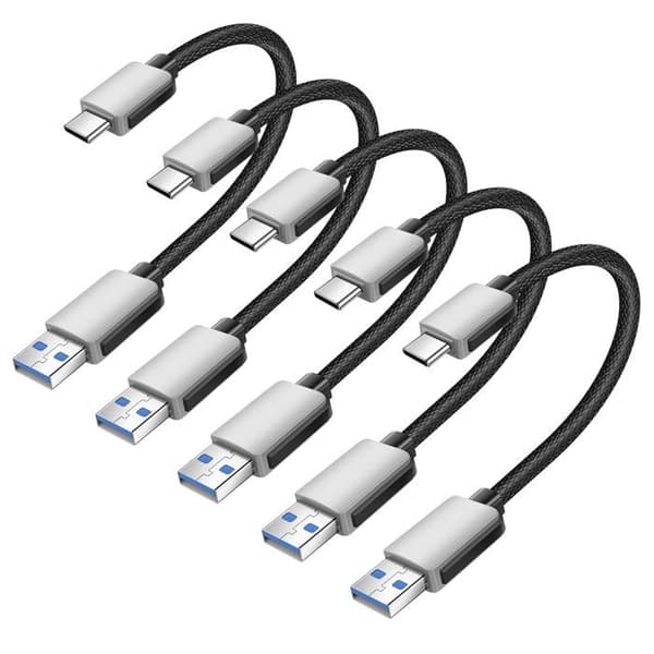 USB-kabel - AVIZAR - Mini USB-kablar till USB-C - 15cm - Pack om 5 - Snabbladdning Grå
