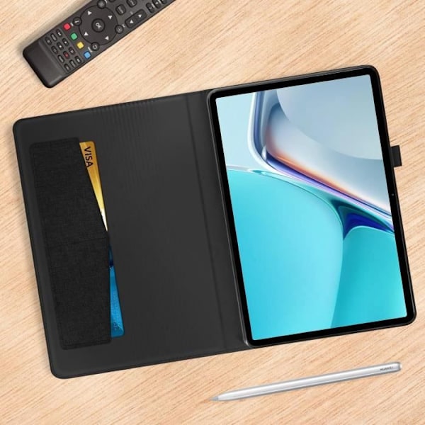 Hölster - AVIZAR - Huawei MatePad 11 - Ekoskinn - Stöd funktion - Svart Svart