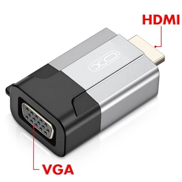HDMI hane till VGA hona videoadapter 1080p upplösning XO grå