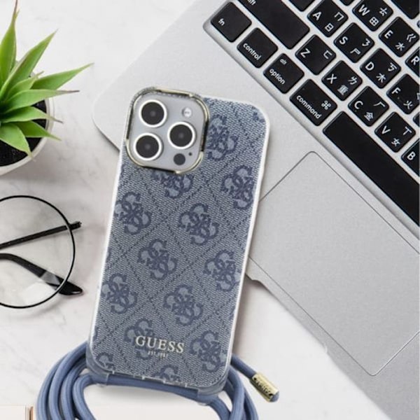 Coque til iPhone 16 - Guess Crossbody Cord 4G Print (GUHCP16SHC4SEK) - Sort