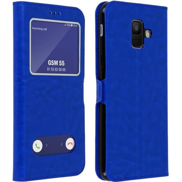 Housse - AVIZAR - Galaxy A6 - Ekoskinn - Mjuk - Blå Blå