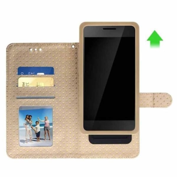 Kultainen lompakkokotelo kultaisilla pilkuilla Samsung Galaxy S5 New -puhelimelle gyllene
