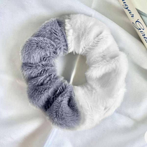 Chouchou - AVIZAR - Duo Cosy - Minky Fluffy - Grå og Hvid - Hårtilbehør til Kvinder Grå