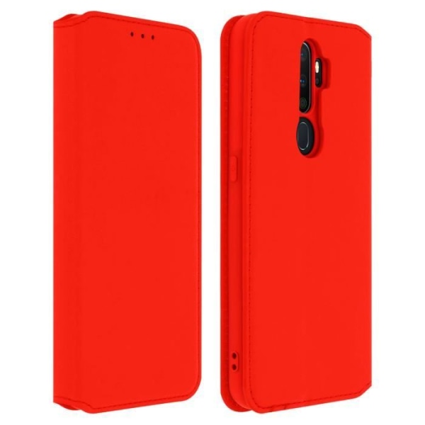 Huppu - AVIZAR - Oppo A9 2020 ja A5 2020 - Folio-lompakko - Ekologinen nahka Punainen - Tuki-toiminto Röd