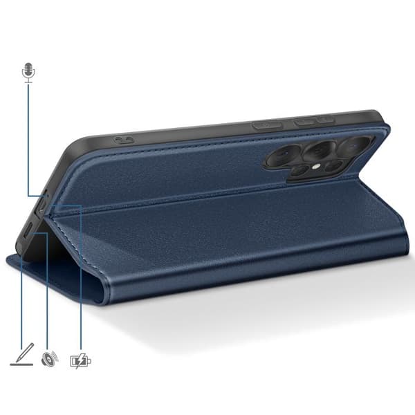 Magnetiskt Flipfodral för Galaxy S26 Ultra Ställfunktion Classic Edition Blå Blå