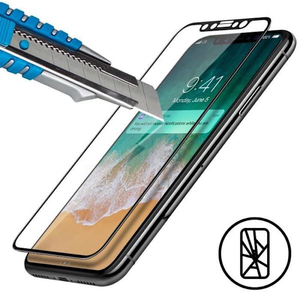 Skyddsfilm - AVIZAR - iPhone X / XS - Härdat glas - Ultrabeständig - 3D-effekt Svart