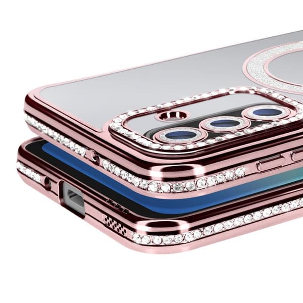 Skydd för Galaxy A17 Kompatibel med MagSafe med Strassad Rosa Kant Rosa