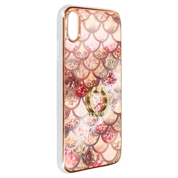 Beskyttelsescover - Bi-materiale - iPhone XS Max - Motiv Skjold Rosa - Holdring - Video støtte Lyserød