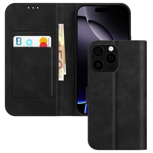 Pung Etui - AVIZAR - iPhone 16 Pro - Sort - Video Støtte - Magnetlukning Sort