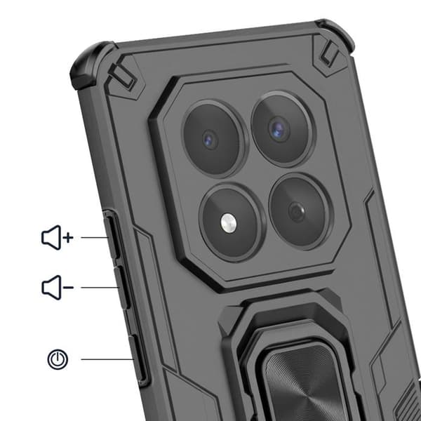 Cover til Redmi Note 15 Pro 5G med roterende ring og støttefunktion sort Svart