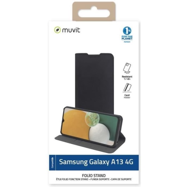 Fodral skal - MUVIT FOR CHANGE - Samsung Galaxy A13 4G - Svart - Syntet - Blandat