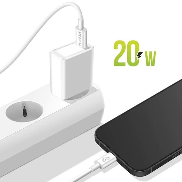 Latauskaapeli - MAYAXESS - iPhone 17 - USB-C to USB-C - 1m - 20W pika-lataus Vit