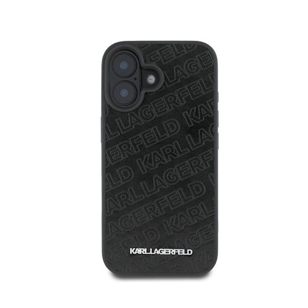 Coque matelassée PU til iPhone 16 med luksuriøst design fra Karl Lagerfeld i sort Svart