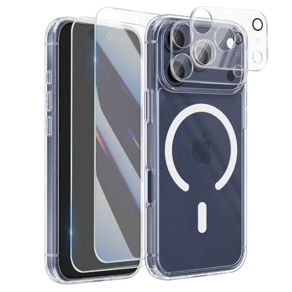 Beskyttelsespakke til iPhone 17 Pro Integreret 5-i-1 Transparent Vit