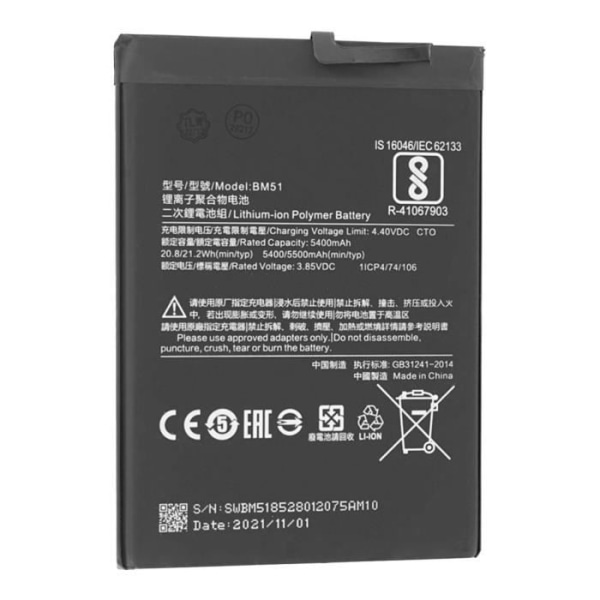 Internt batteri - Xiaomi - Mi Max 3 - 5500 mAh - Sort - BM51 kompatibel Svart