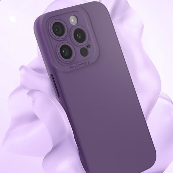 Skal till iPhone 15 Pro - AVIZAR - Matt silikon - Mörklila - Kameraskydd Lila