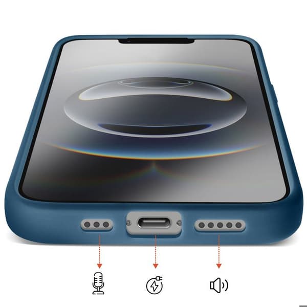Cover til iPhone 16e Bi-Materiale Design Kompatibel med MagSafe Mørkeblå Blå