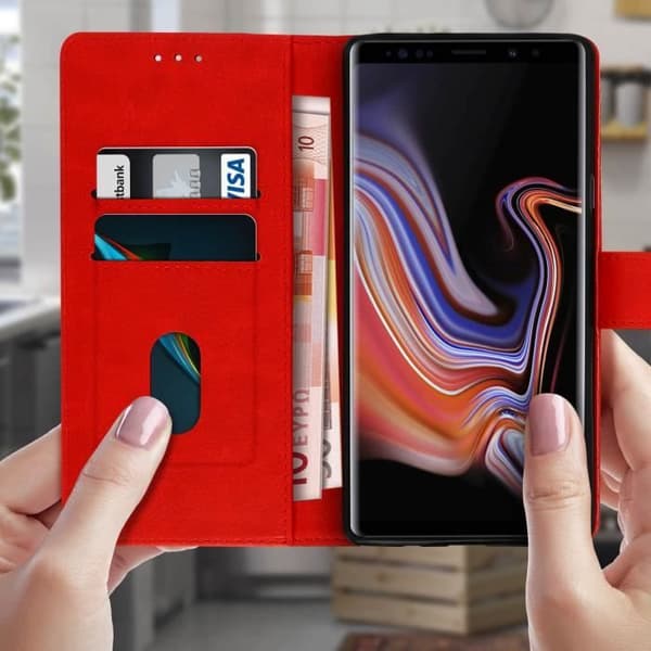 Kansi - AVIZAR - Samsung Galaxy Note 9 - Korttikotelo - Soft Shell - punainen Röd