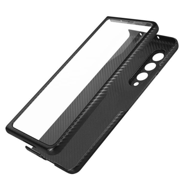 360° fodral för Samsung Z Fold 3 styvt främre stödstöd i glas, svart