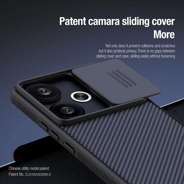 Kuori Xiaomi Poco F6:lle - Nillkin CamShield Pro - Musta svart